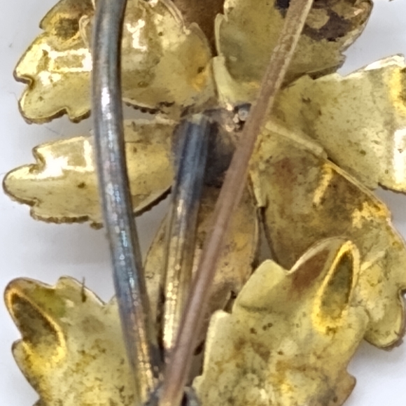 Flower Daisy Posy Bouquet Gold tone Milgrain Brooch Pin Vintage - Picture 10 of 15